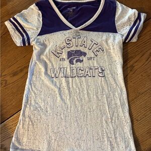 K-State Wildcats womens burnout Tee - Purple and White, Junior medium